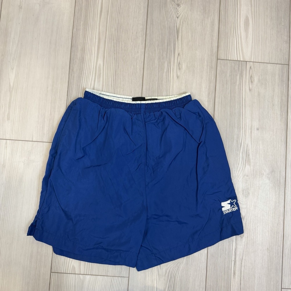 Starter Men's Sz Medium Blue Bathing‎ Suit Trunks Lined Vintage Logo 4.5" Inseam